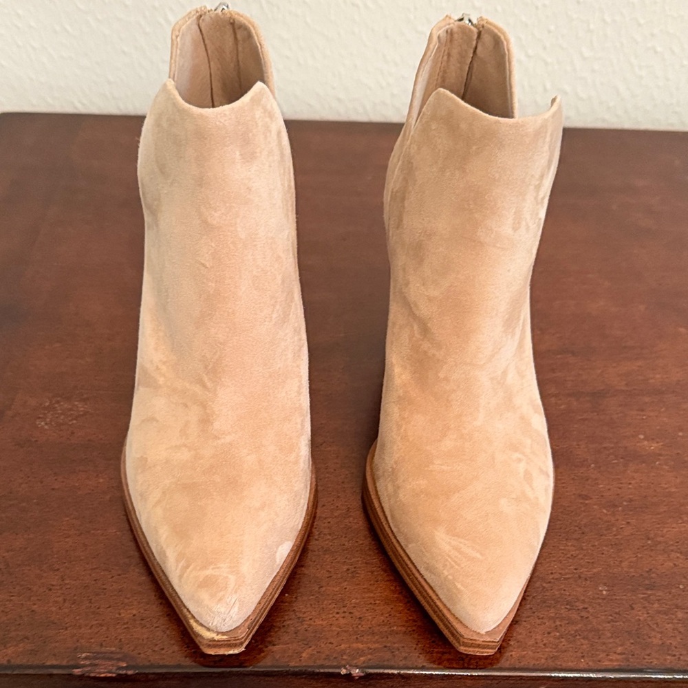 Vince Camuto Beige Suede Ankle Booties